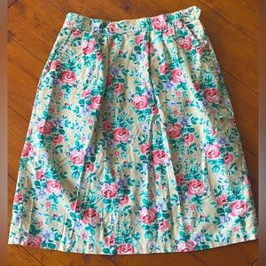 Vintage Linen/Cotton Rose Skirt
